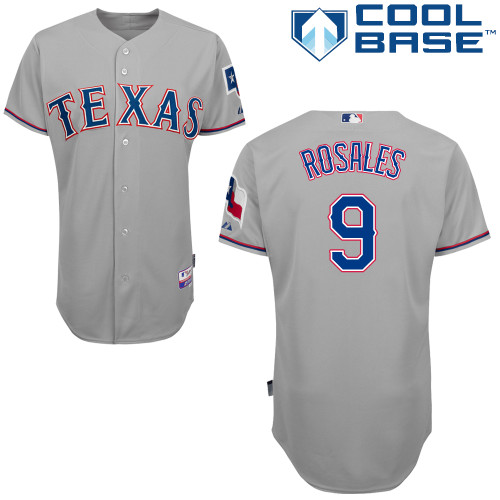 Adam Rosales #9 MLB Jersey-Texas Rangers Men's Authentic Road Gray Cool Base Baseball Jersey